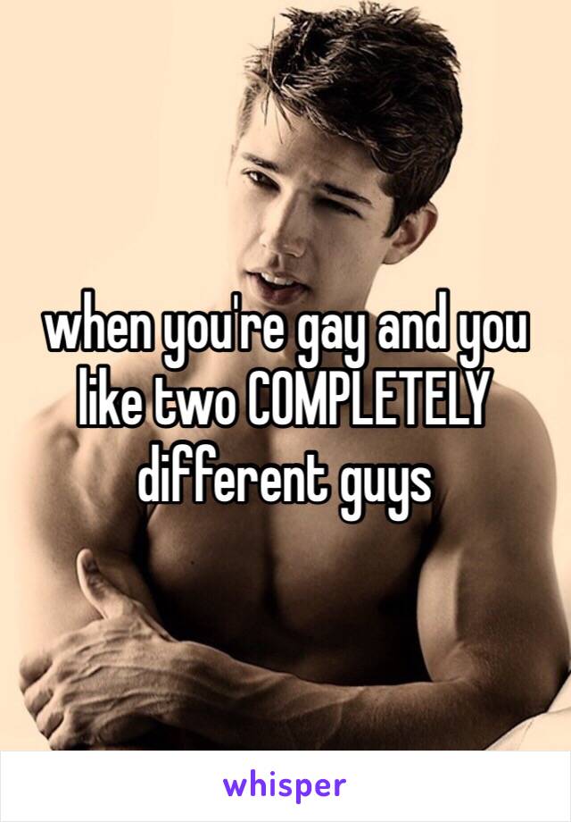 when you're gay and you like two COMPLETELY different guys  