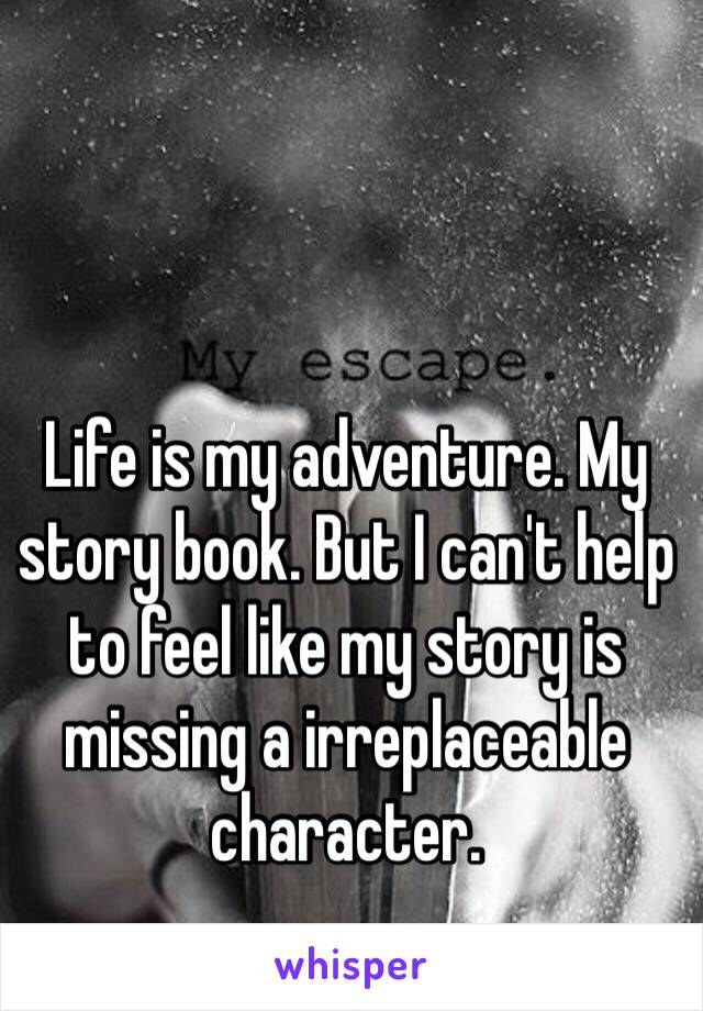 Life is my adventure. My story book. But I can't help to feel like my story is missing a irreplaceable character.