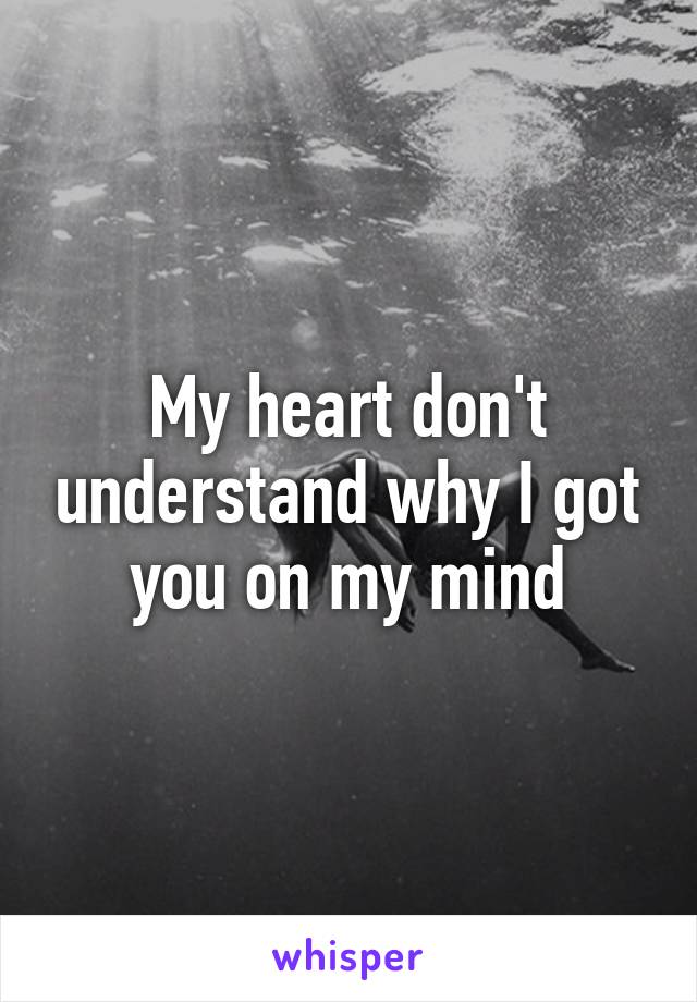 My heart don't understand why I got you on my mind