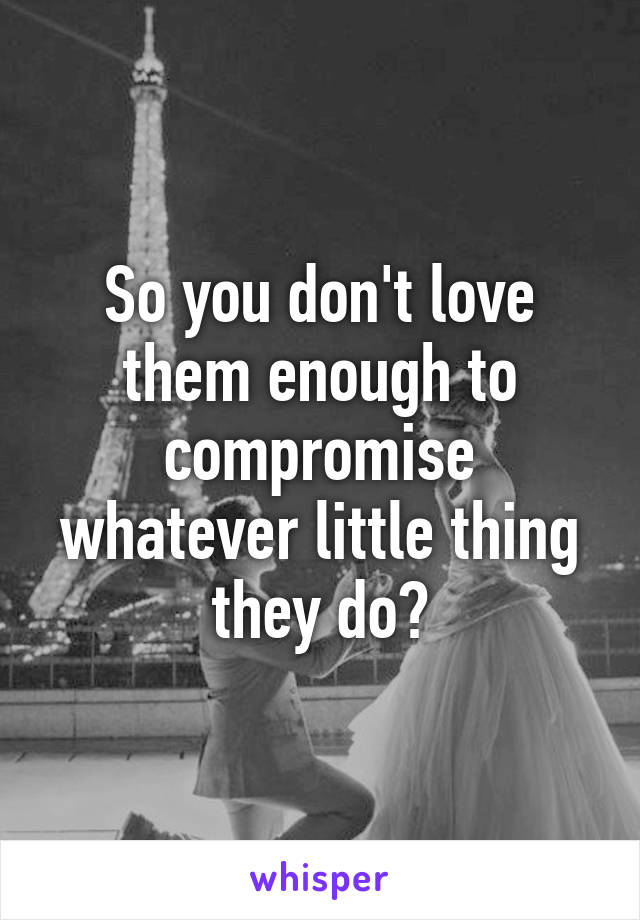 So you don't love them enough to compromise whatever little thing they do?