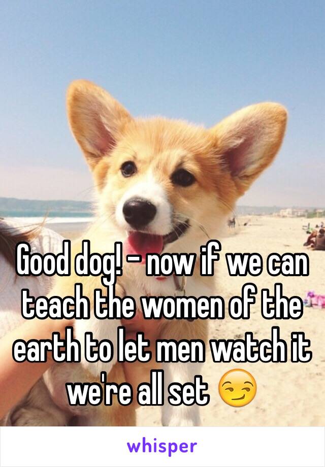 Good dog! - now if we can teach the women of the earth to let men watch it we're all set 😏