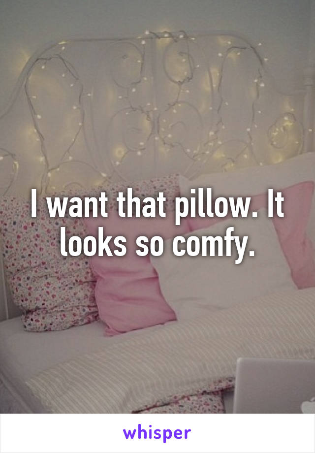 I want that pillow. It looks so comfy.