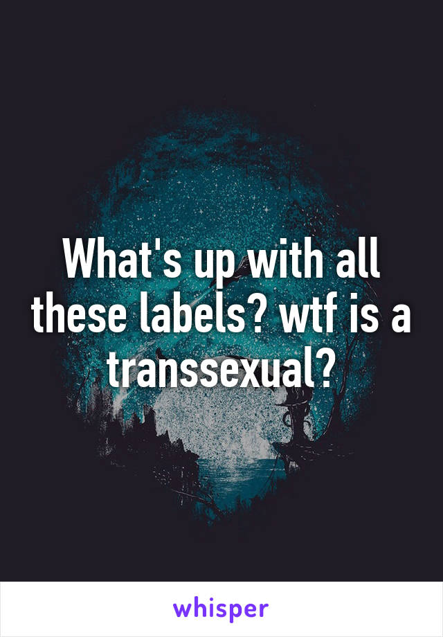 What's up with all these labels? wtf is a transsexual?