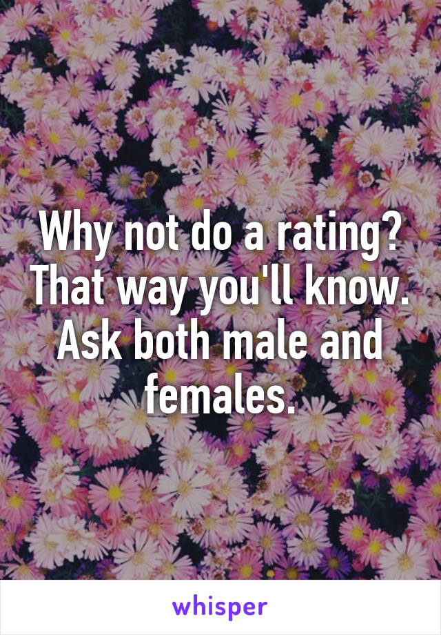 Why not do a rating? That way you'll know. Ask both male and females.