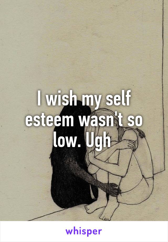 I wish my self esteem wasn't so low. Ugh 
