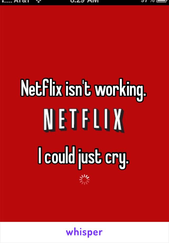 Netflix isn't working. 


I could just cry. 