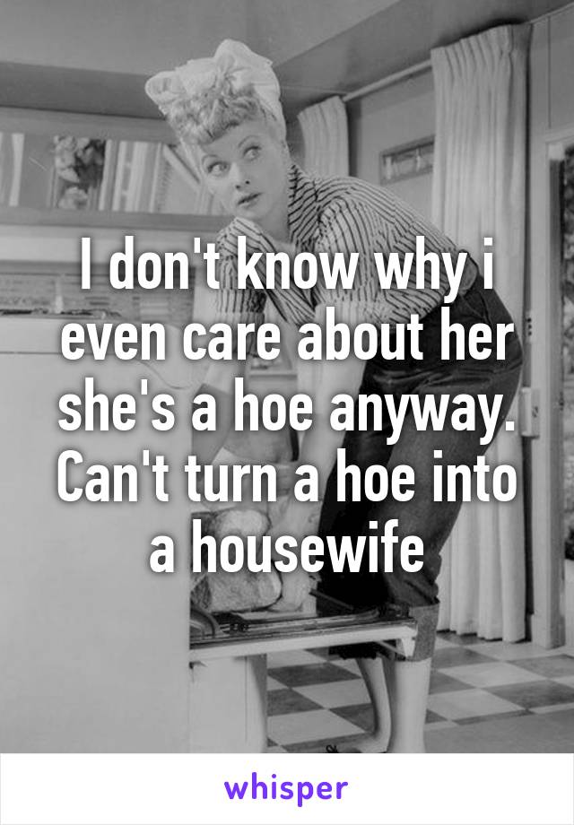 I don't know why i even care about her she's a hoe anyway. Can't turn a hoe into a housewife