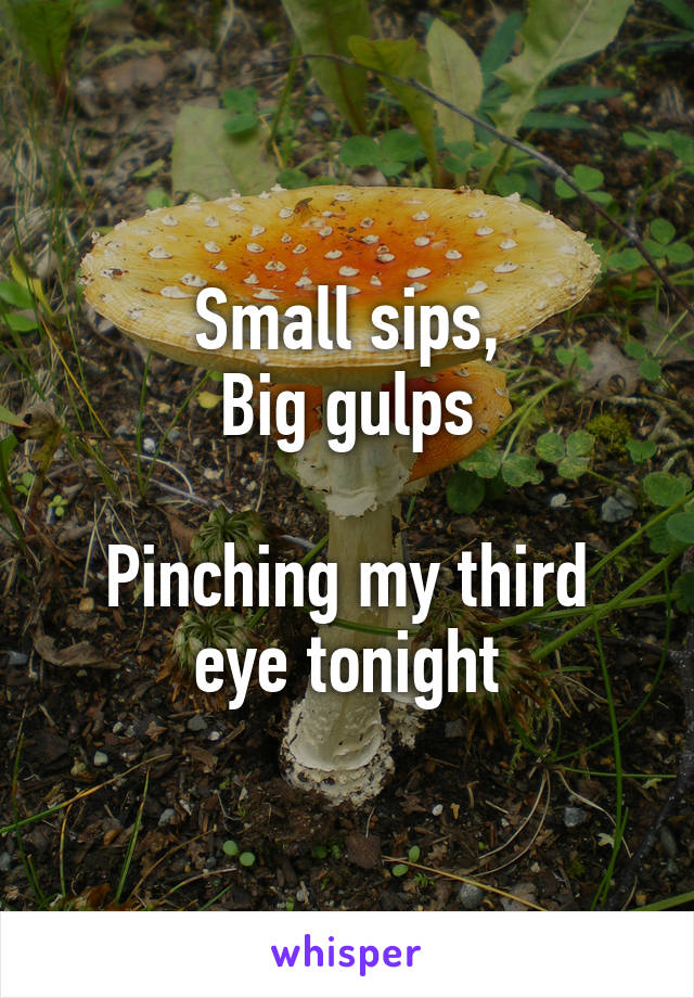 Small sips,
Big gulps

Pinching my third eye tonight