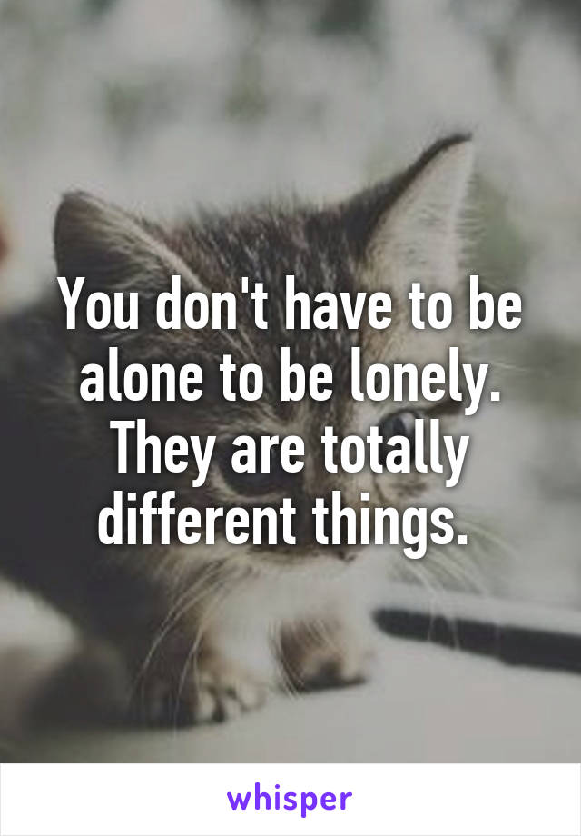 You don't have to be alone to be lonely. They are totally different things. 