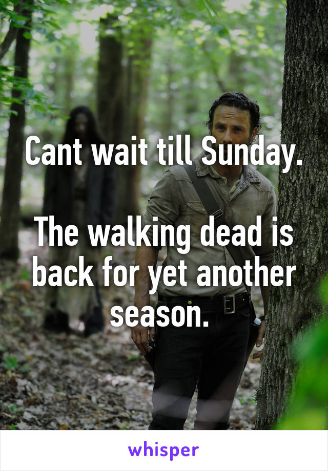 Cant wait till Sunday. 
The walking dead is back for yet another season. 