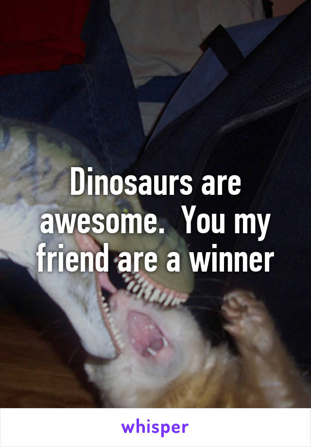 Dinosaurs are awesome.  You my friend are a winner