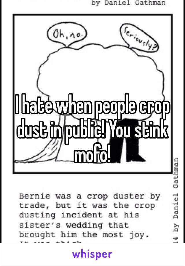 I hate when people crop dust in public! You stink mofo!