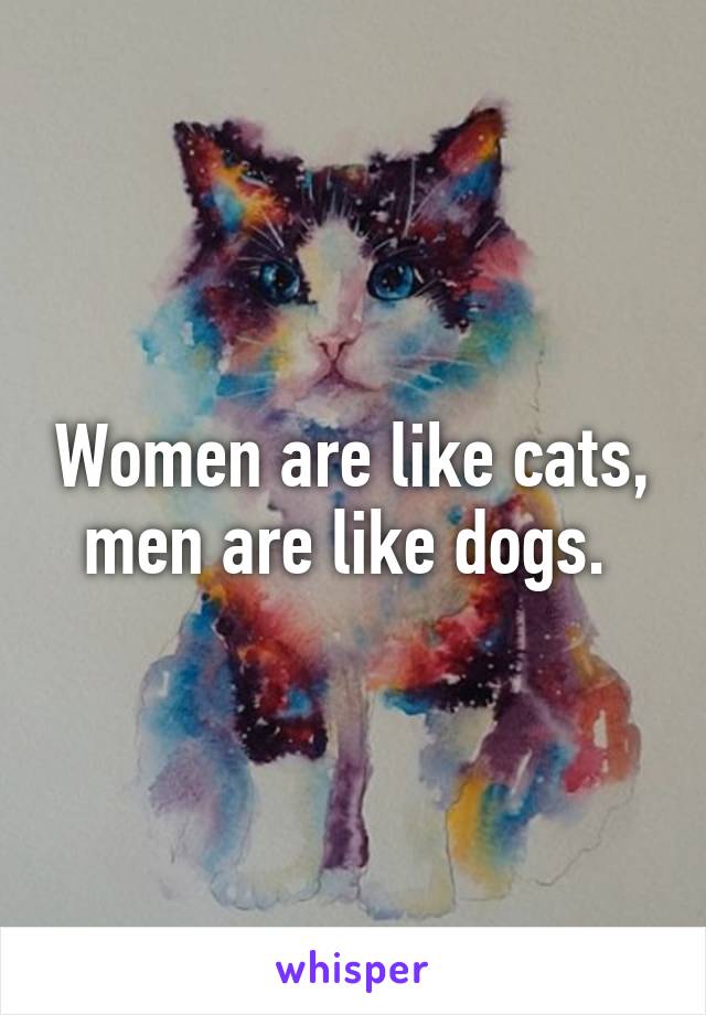 Women are like cats, men are like dogs. 