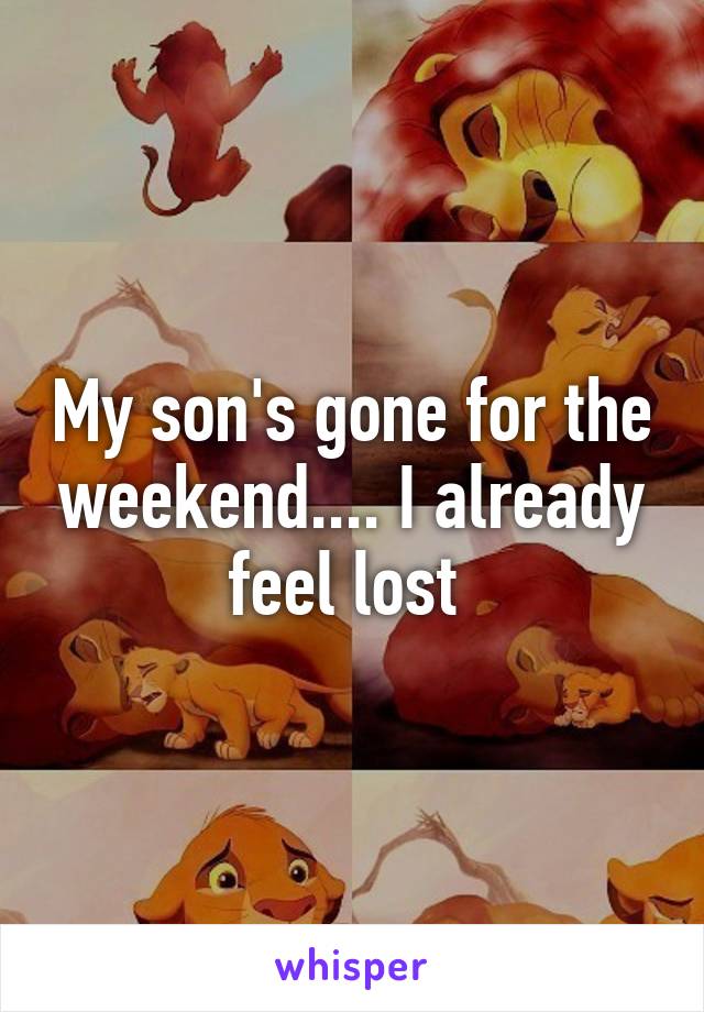 My son's gone for the weekend.... I already feel lost 