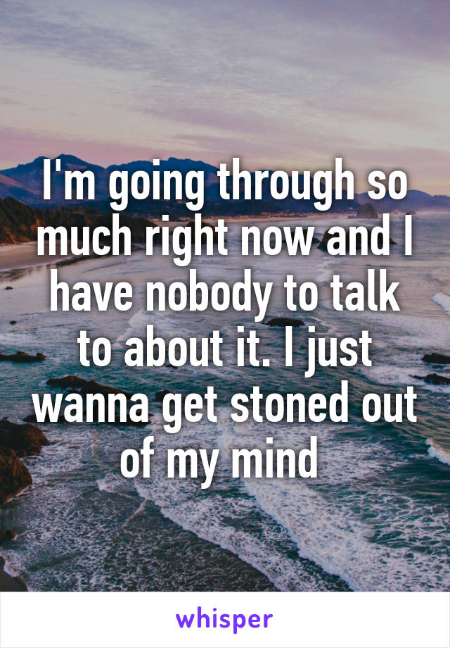 I'm going through so much right now and I have nobody to talk to about it. I just wanna get stoned out of my mind 