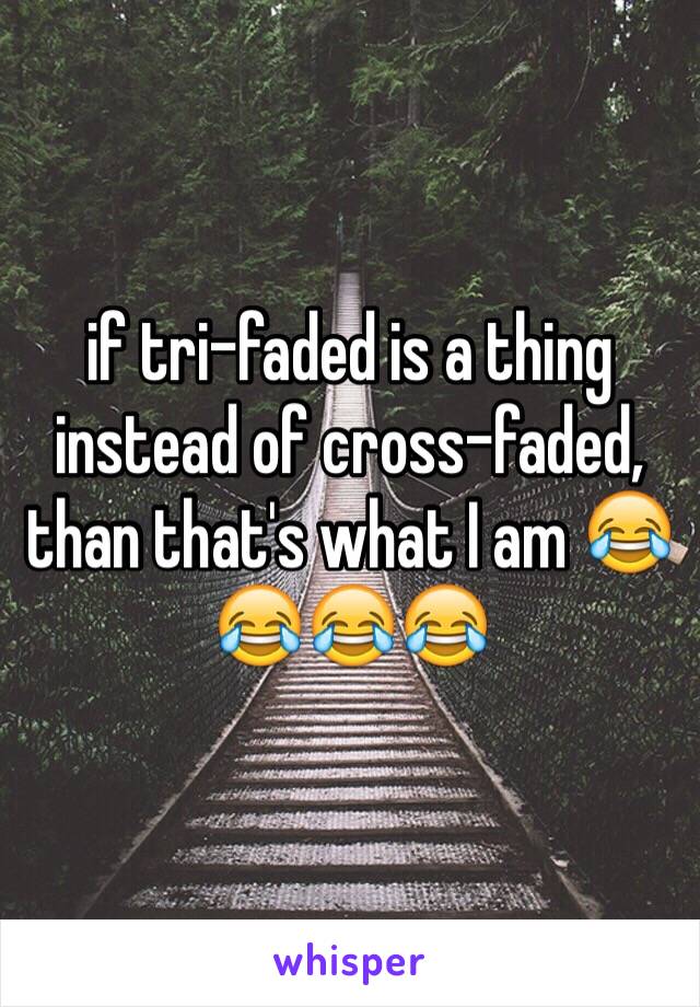 if tri-faded is a thing instead of cross-faded, than that's what I am 😂😂😂😂