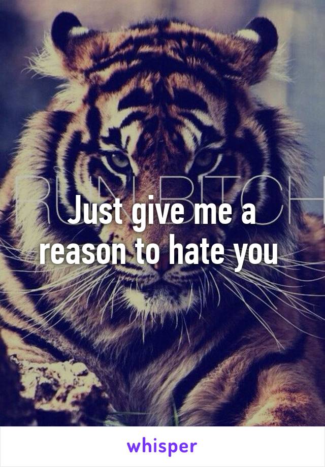 Just give me a reason to hate you 