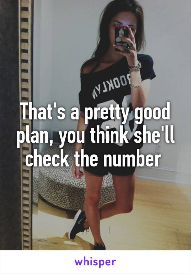 That's a pretty good plan, you think she'll check the number 