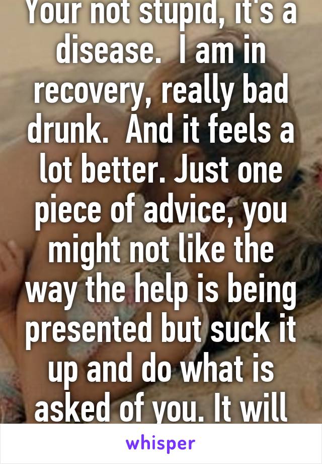 Your not stupid, it's a disease.  I am in recovery, really bad drunk.  And it feels a lot better. Just one piece of advice, you might not like the way the help is being presented but suck it up and do what is asked of you. It will turn out well.