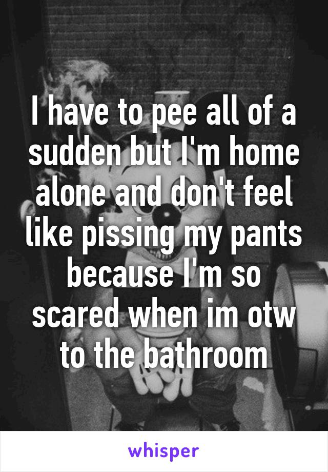 I have to pee all of a sudden but I'm home alone and don't feel like pissing my pants because I'm so scared when im otw to the bathroom