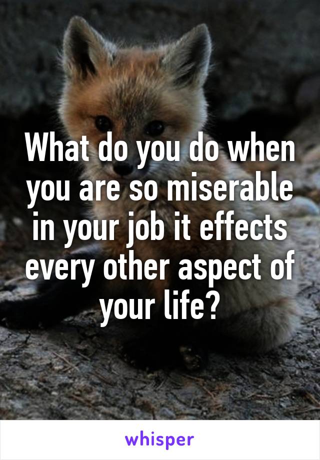 What do you do when you are so miserable in your job it effects every other aspect of your life?