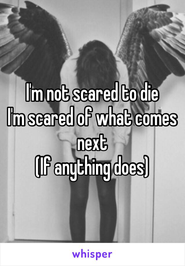 I'm not scared to die 
I'm scared of what comes next 
(If anything does) 