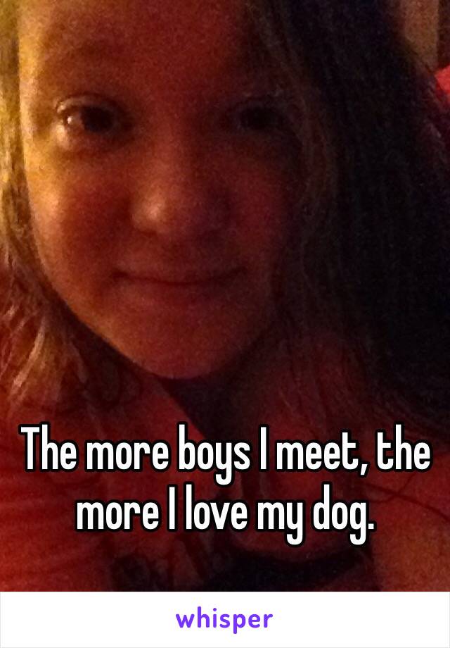 The more boys I meet, the more I love my dog. 