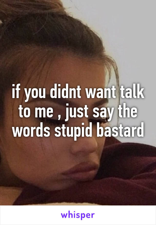 if you didnt want talk to me , just say the words stupid bastard