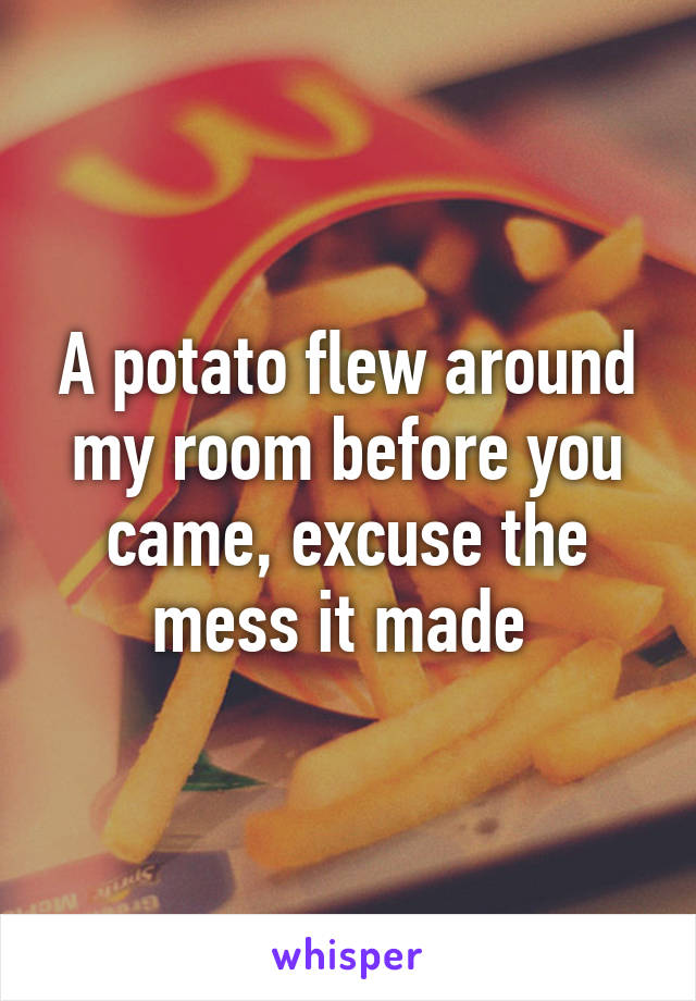 A potato flew around my room before you came, excuse the mess it made 