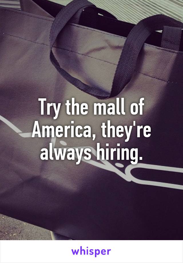 Try the mall of America, they're always hiring.