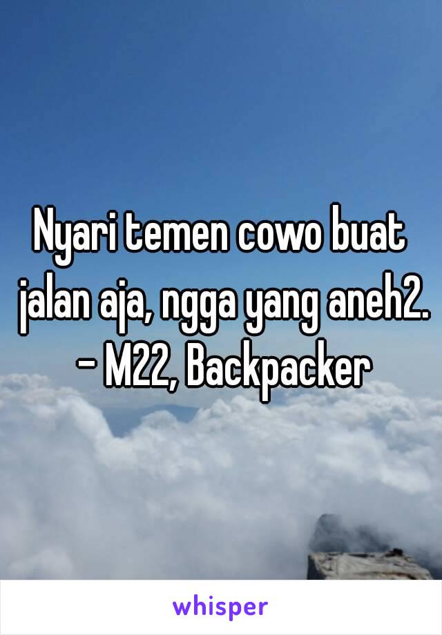 Nyari temen cowo buat jalan aja, ngga yang aneh2. - M22, Backpacker