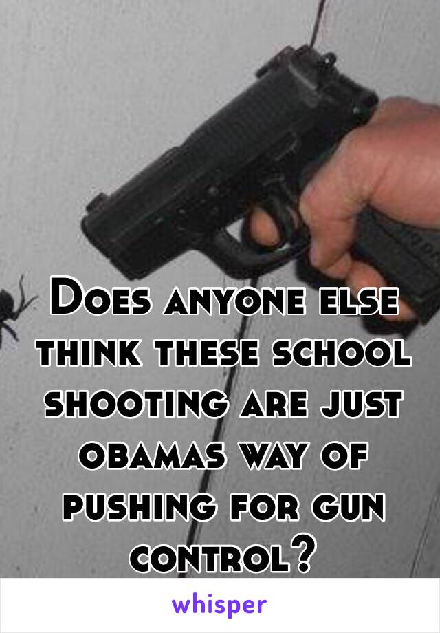 Does anyone else think these school shooting are just obamas way of pushing for gun control?