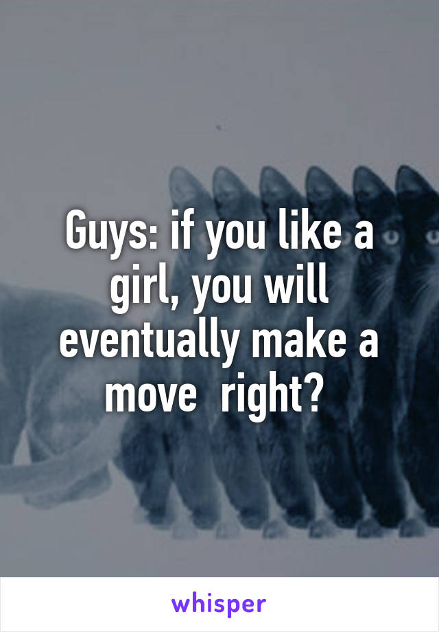 Guys: if you like a girl, you will eventually make a move  right? 