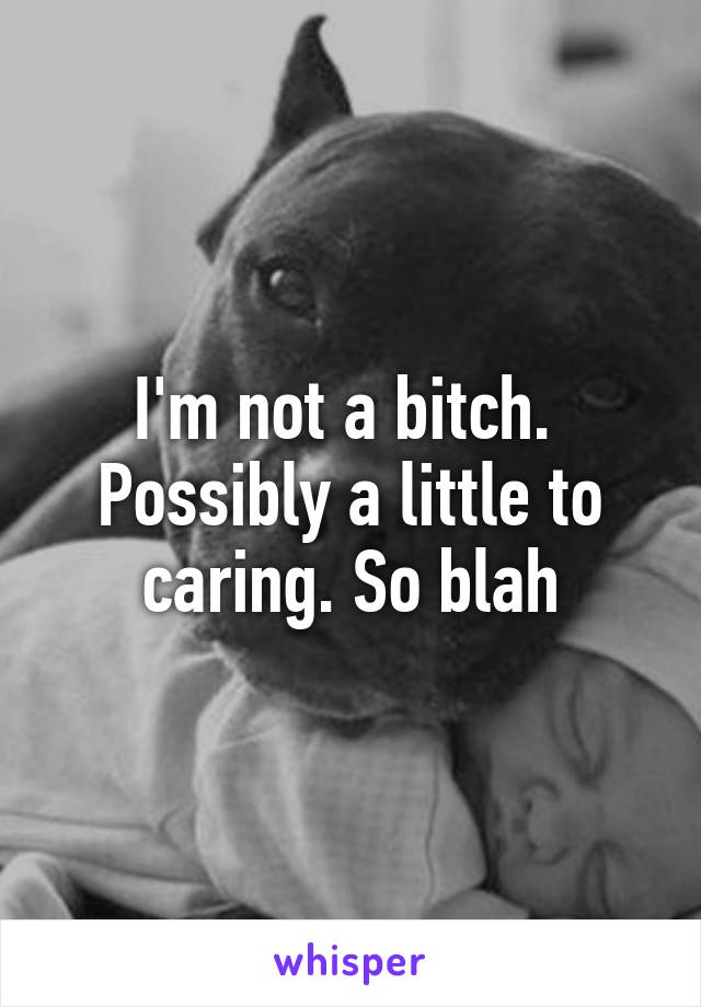 I'm not a bitch.  Possibly a little to caring. So blah