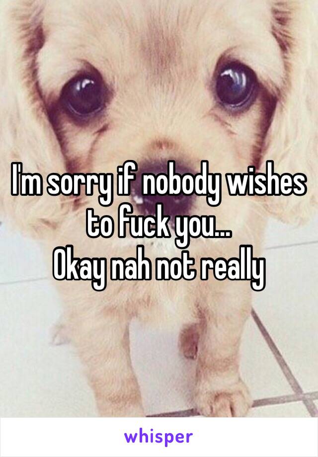 I'm sorry if nobody wishes to fuck you…
Okay nah not really