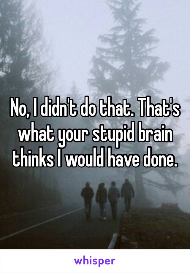 No, I didn't do that. That's what your stupid brain thinks I would have done.