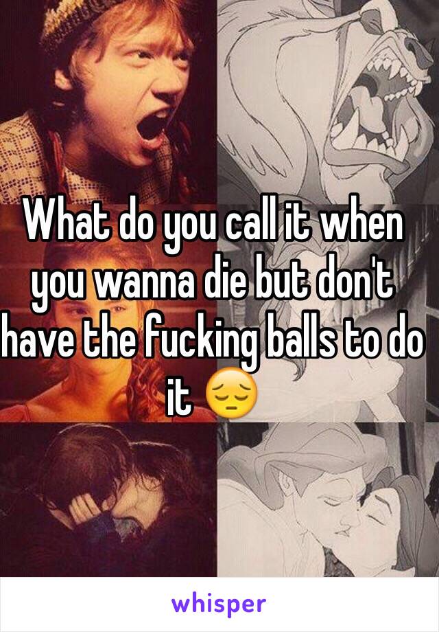 What do you call it when you wanna die but don't have the fucking balls to do it 😔