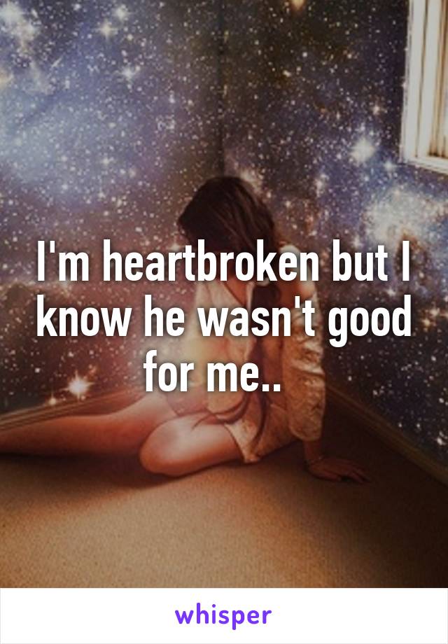 I'm heartbroken but I know he wasn't good for me..  