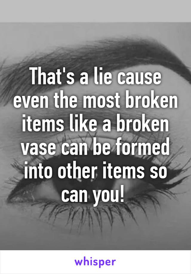 That's a lie cause even the most broken items like a broken vase can be formed into other items so can you! 