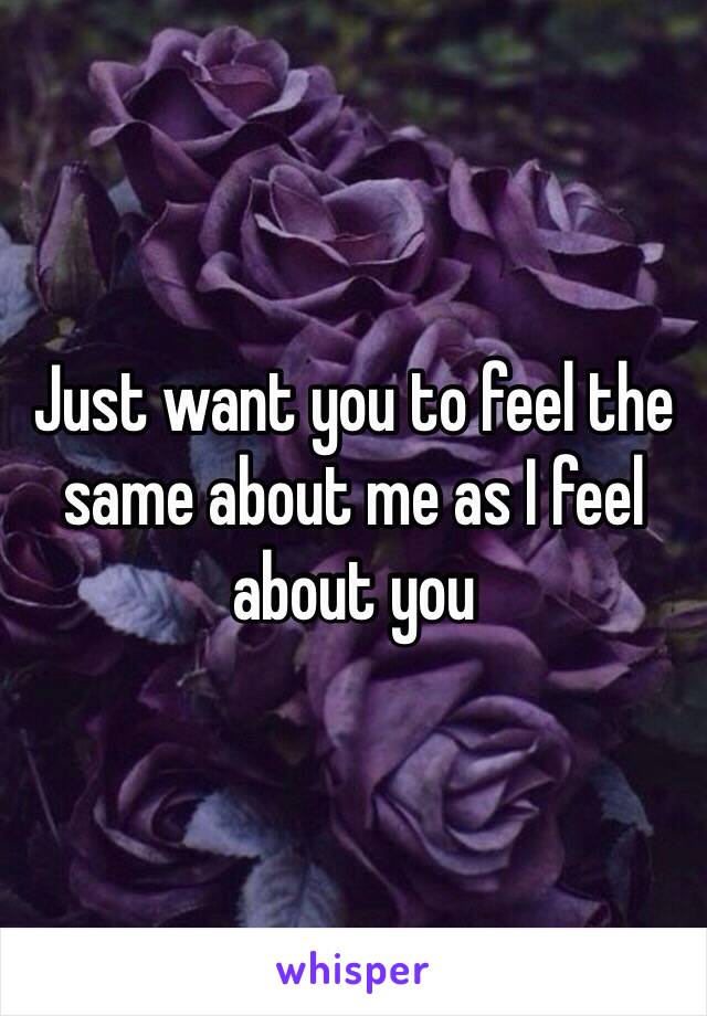 Just want you to feel the same about me as I feel about you