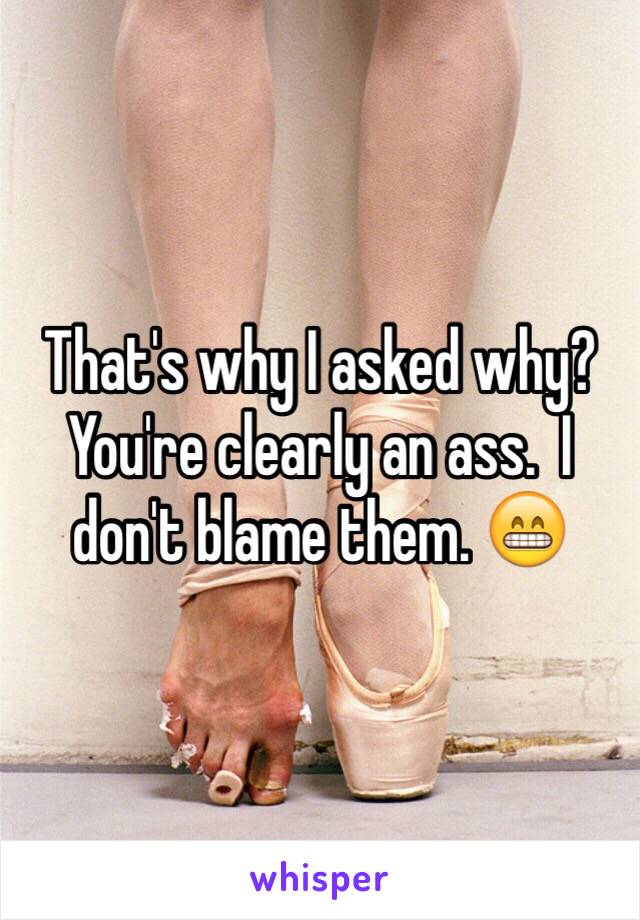 That's why I asked why?  You're clearly an ass.  I don't blame them. 😁