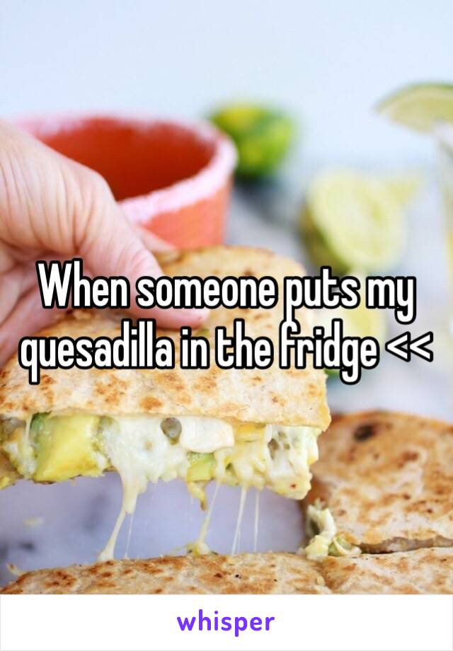 When someone puts my quesadilla in the fridge <<