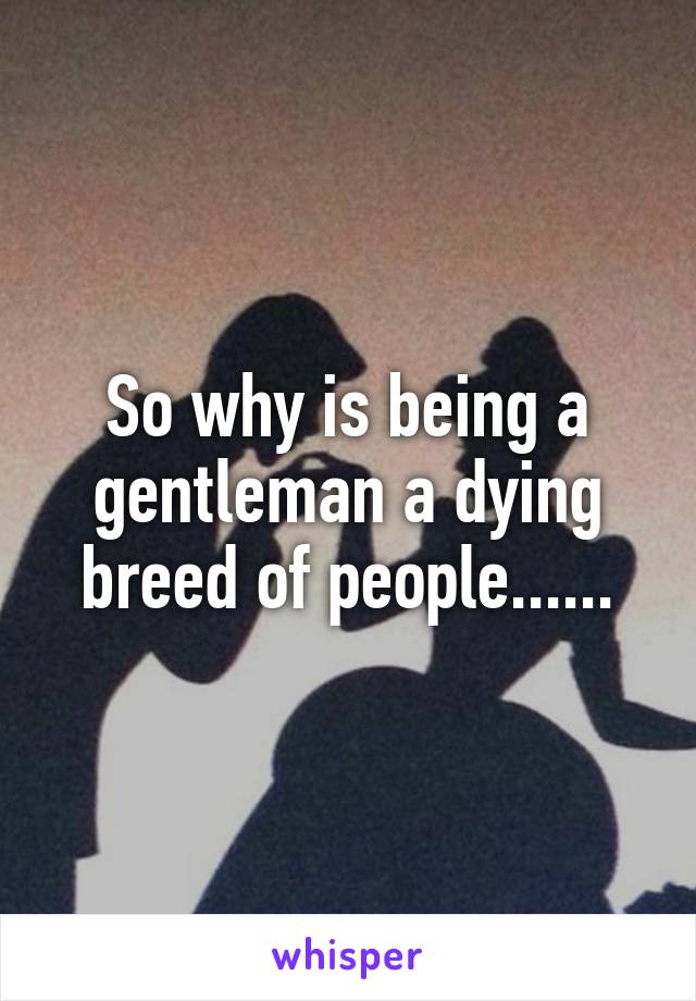 So why is being a gentleman a dying breed of people......