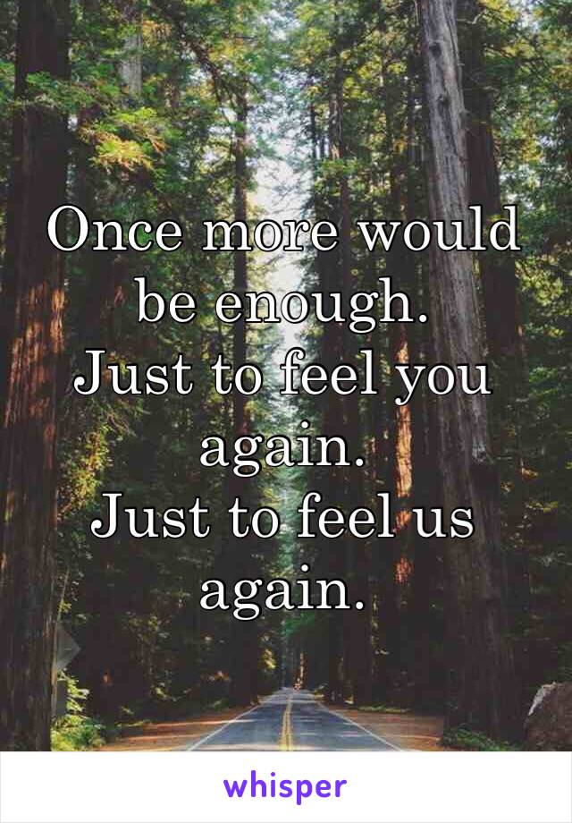 Once more would be enough. 
Just to feel you again.
Just to feel us again. 