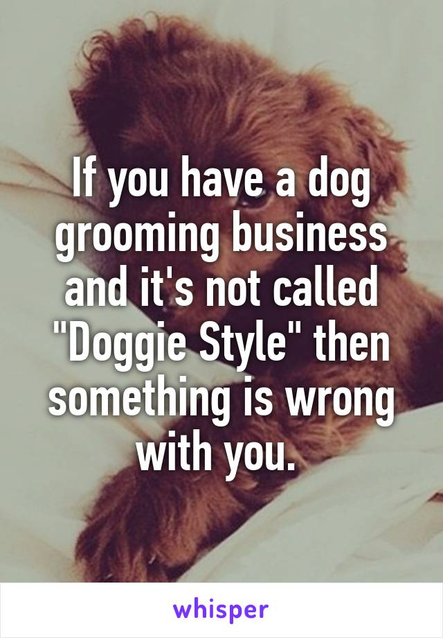 If you have a dog grooming business and it's not called "Doggie Style" then something is wrong with you. 