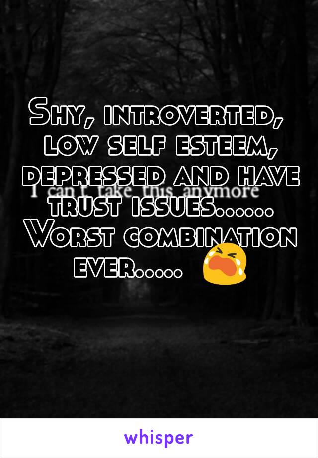 Shy, introverted, low self esteem, depressed and have trust issues...... Worst combination ever.....  😭