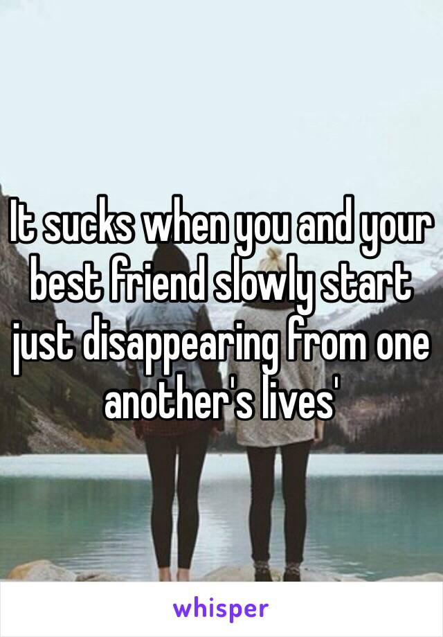 It sucks when you and your best friend slowly start just disappearing from one another's lives'