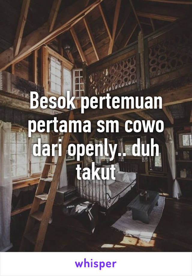 Besok pertemuan pertama sm cowo dari openly.. duh takut