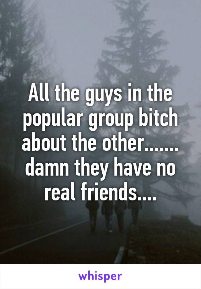 All the guys in the popular group bitch about the other....... damn they have no real friends....