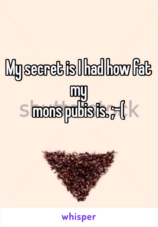 My secret is I had how fat my 
mons pubis is. ;-(